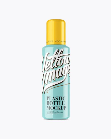 Plastic Cosmetic Sprayer Bottle Mockup on Yellow Images Object Mockups