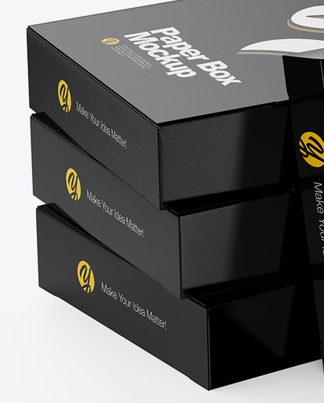 4 Glossy Boxes Mockup In Box Mockups On Yellow Images Object Mockups