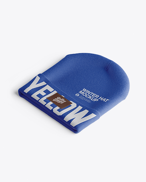 Beanie Hat Mockup Half Side View High Angle Shot In Apparel Mockups On Yellow Images Object Mockups