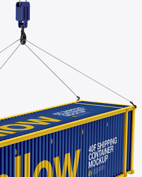 40f Shipping Container With Slings Mockup Halfside View In Object Mockups On Yellow Images Object Mockups