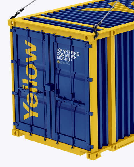 40f Shipping Container With Slings Mockup Halfside View In Object Mockups On Yellow Images Object Mockups