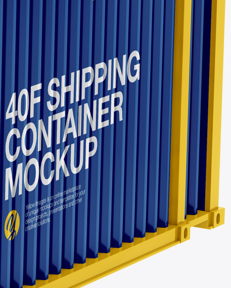 40f Shipping Container With Slings Mockup Halfside View In Object Mockups On Yellow Images Object Mockups