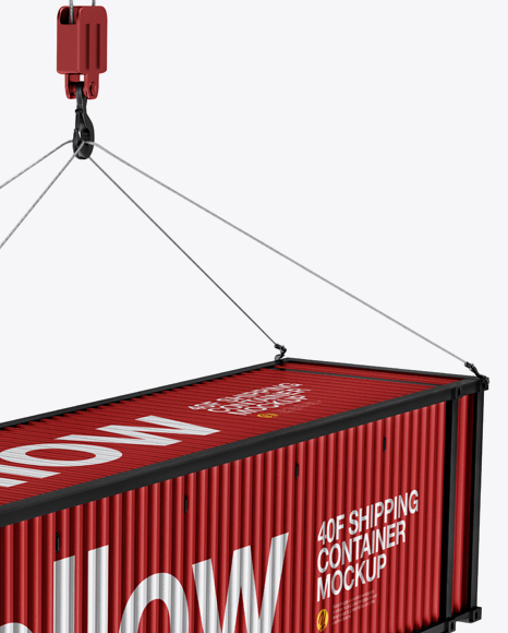 40F Shipping Container with Slings Mockup - Halfside View - Free