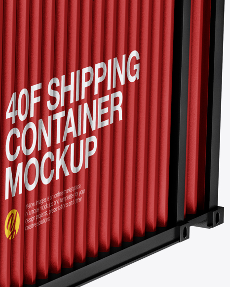 40F Shipping Container with Slings Mockup - Halfside View