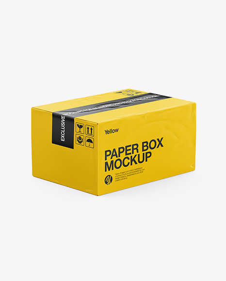 Download Paper Box Mockup Half Side View High Angle Shot In Box Mockups On Yellow Images Object Mockups PSD Mockup Templates