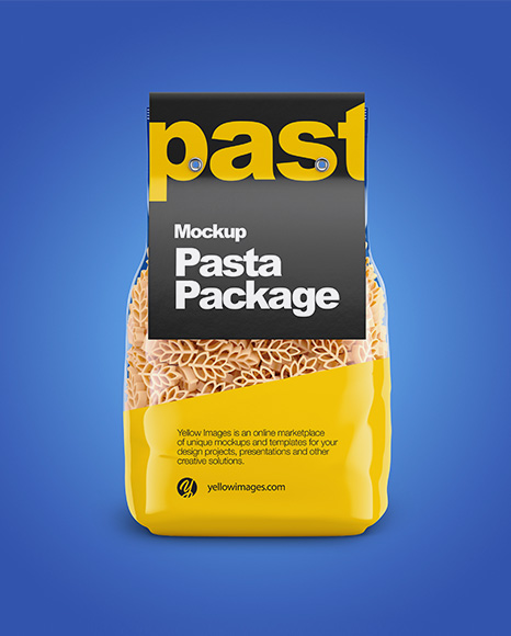 Download Spighe Pasta With Paper Label Mockup Front View In Bag Sack Mockups On Yellow Images Object Mockups Yellowimages Mockups