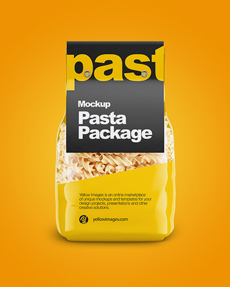 Download Fusilli Pasta With Label Mockup Front View In Bag Sack Mockups On Yellow Images Object Mockups PSD Mockup Templates