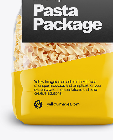 Download Fusilli Pasta With Label Mockup Front View In Bag Sack Mockups On Yellow Images Object Mockups PSD Mockup Templates