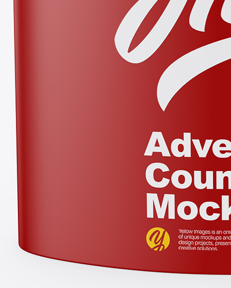 Matte Advertising Counter Mockup - Front View (High-Angle Shot)