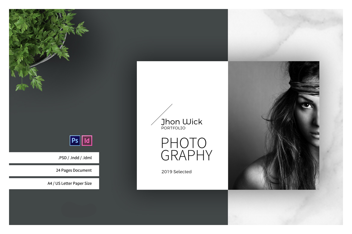 Photography Portfolio Template In Brochure Templates On Yellow Images Creative Store