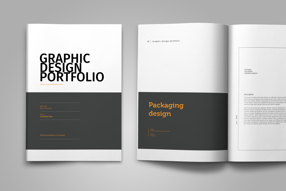 Graphic Design Portfolio Template in Brochure Templates on Yellow