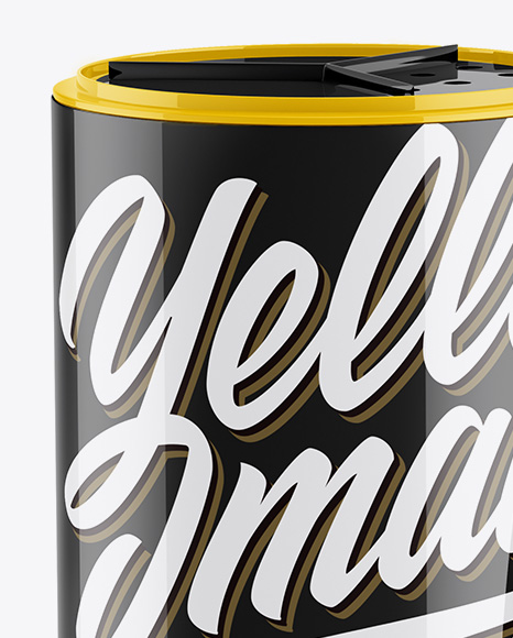 Download Two Glossy Spice Cans Mockup In Tube Mockups On Yellow Images Object Mockups PSD Mockup Templates