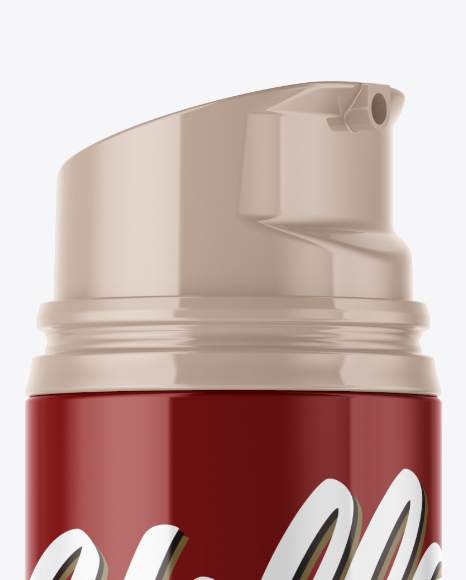 Glossy Cosmetic Bottle with Pump Mockup PSD #4