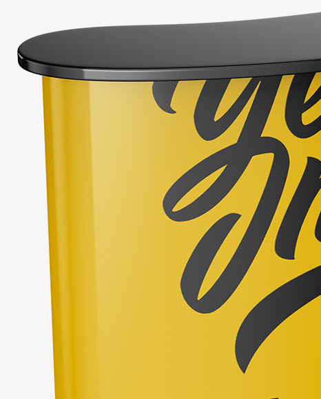 Glossy Advertising Counter Mockup Half Side View (High Angle Shot) PSD #2