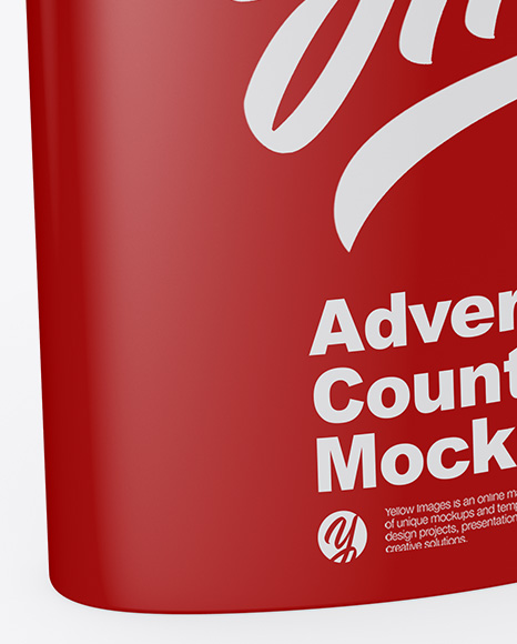 Matte Advertising Counter Mockup - Half Side View (High-Angle Shot)