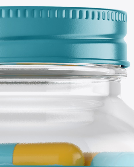 Clear Glass Bottle With Pills Mockup PSD #2