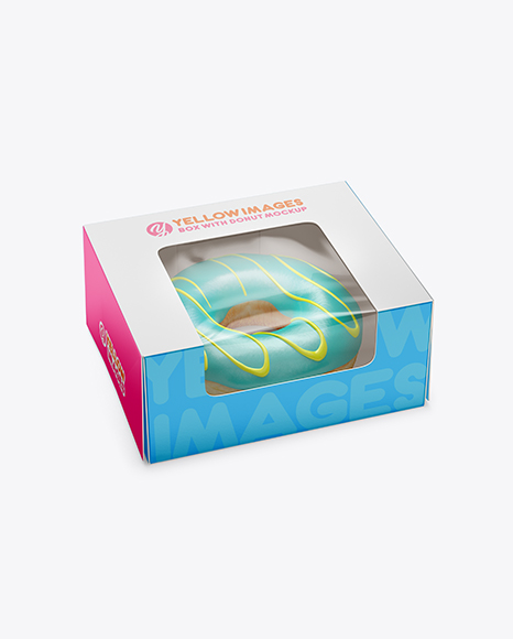 Box W  Donut Mockup   Half Side View (High Angle Shot) PSD #5