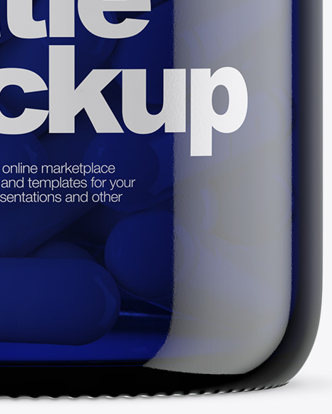 Download Dark Blue Glass Bottle With Pills Mockup In Bottle Mockups On Yellow Images Object Mockups