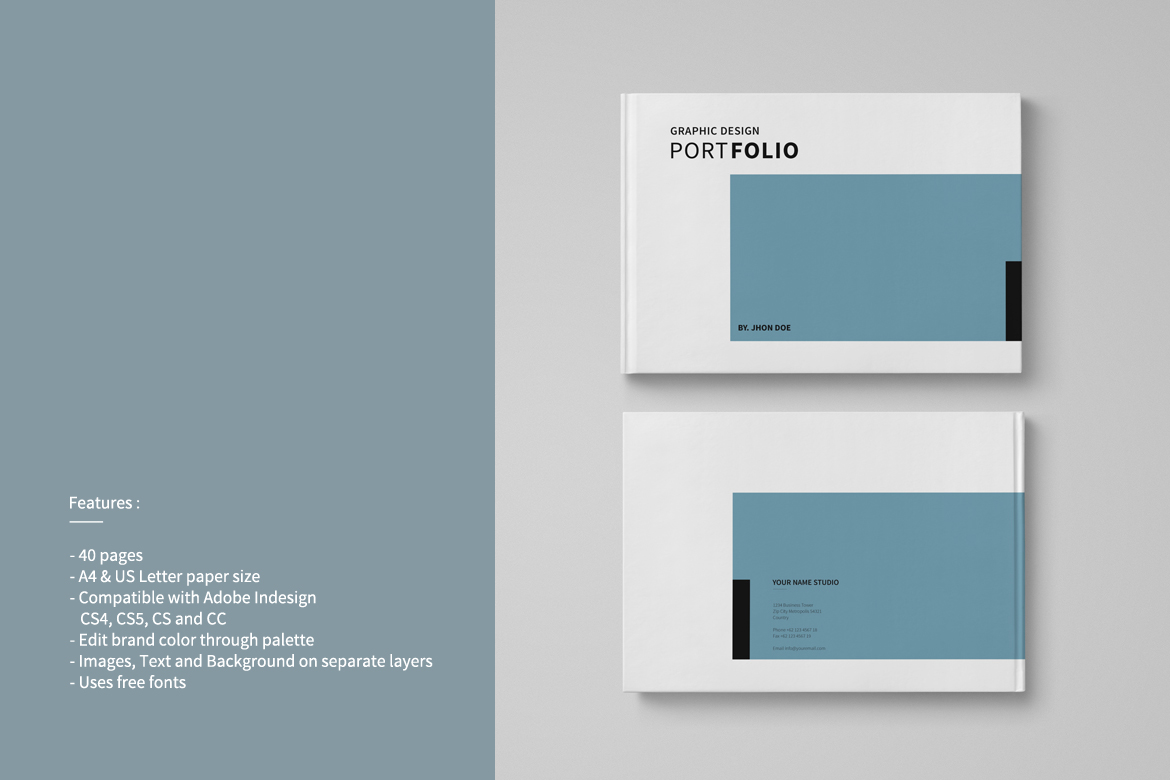 Graphic Design Portfolio Template on Yellow Images Creative Store