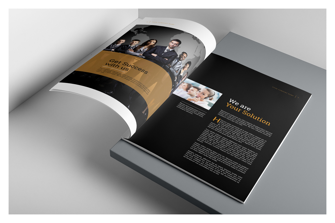 Business Brochure Template In Brochure Templates On Yellow Images Creative Store