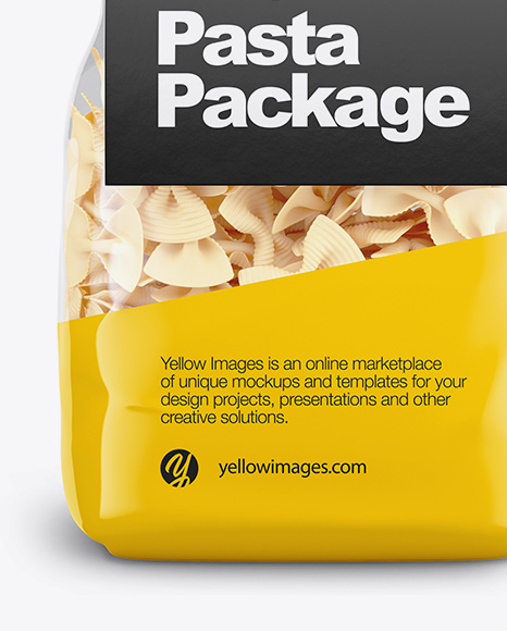 Download Fiocchi Rigati Pasta With Paper Label Mockup Front View In Bag Sack Mockups On Yellow Images Object Mockups Yellowimages Mockups