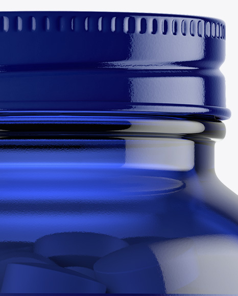 Blue Glass Bottle With Pills Mockup PSD #2