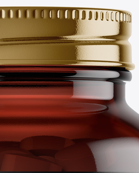 Amber Glass Bottle With Pills Mockup PSD #2
