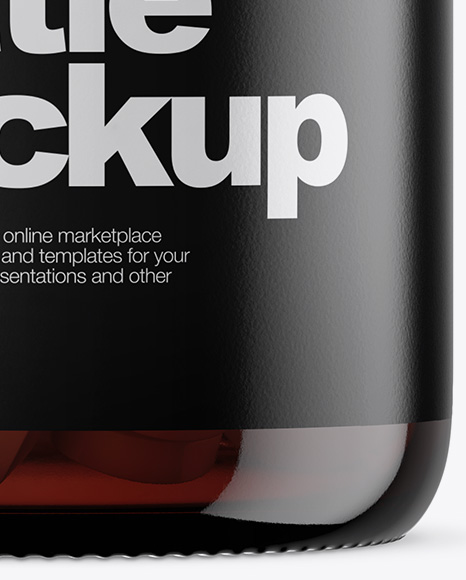 Amber Glass Bottle With Pills Mockup PSD #1