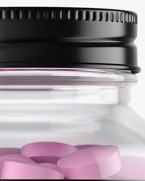 Clear Glass Bottle With Pills Mockup PSD #2