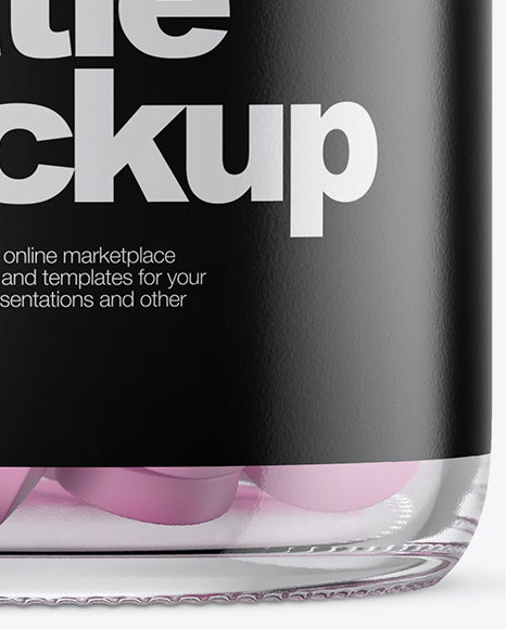 Clear Glass Bottle With Pills Mockup PSD #1