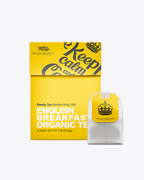 Download Tea Box With Tea Bag Mockup In Box Mockups On Yellow Images Object Mockups