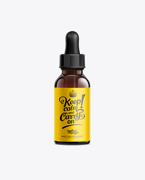 Download Amber Bottle with Black Dropper Cap - 50ml in Bottle Mockups on Yellow Images Object Mockups