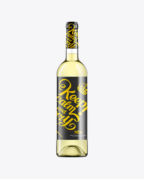 Clear Glass Wine Bottle With White Wine 750ml In Bottle Mockups On Yellow Images Object Mockups