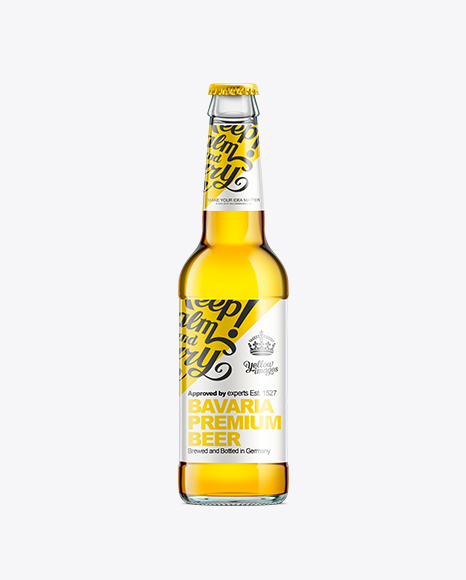 Download 330ml Clear Glass Bottle With Gold Beer Mockup In Bottle Mockups On Yellow Images Object Mockups