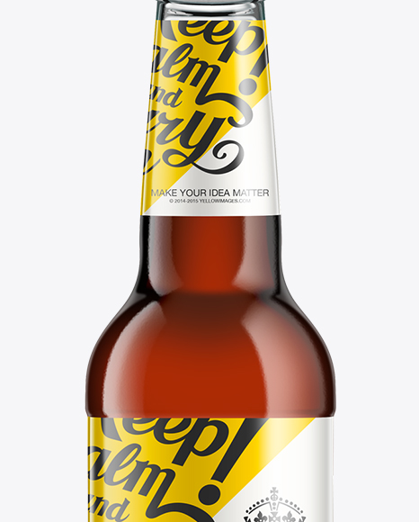 330ml Beer Bottle with Brown Ale Mockup on Yellow Images Object Mockups