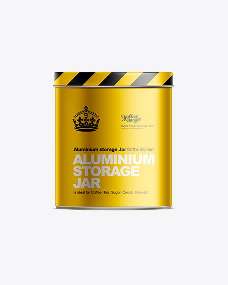 Download High Aluminium Storage Jar With Lid In Jar Mockups On Yellow Images Object Mockups PSD Mockup Templates