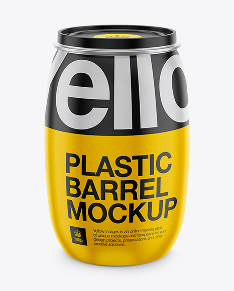 Download 130L Plastic Barrel Mockup - Halfside View in Barrel Mockups on Yellow Images Object Mockups