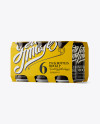 White Paper 6 Pack 0.33L Cans Carrier Mockup - Halfside View on Yellow