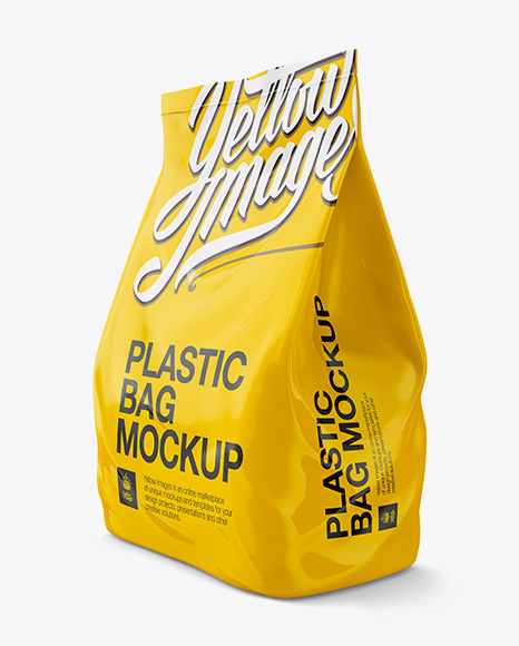 Download Plastic Soap Powder Bag Mockup Halfside View In Bag Sack Mockups On Yellow Images Object Mockups