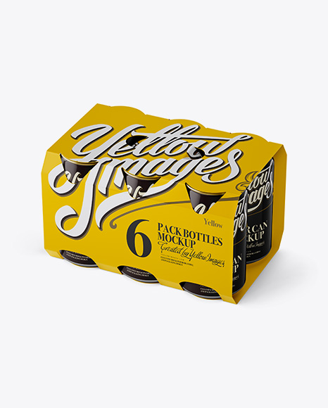 Download White Paper 6 Pack 0 33l Cans Carrier Mockup Halfside View High Angle Shot In Can Mockups On Yellow Images Object Mockups PSD Mockup Templates