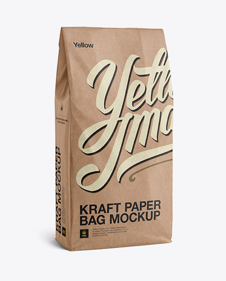 Download Kraft Paper Bag Mockup Halfside View In Bag Sack Mockups On Yellow Images Object Mockups Yellowimages Mockups