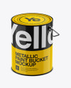 5L Glossy Metallic Paint Bucket Mockup - Halfside View (High-Angle Shot)