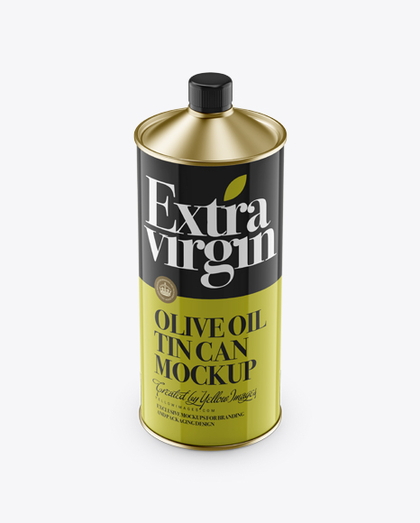 Olive Oil Tin Can w/ Cap Mockup in Can Mockups on Yellow Images Object Mockups