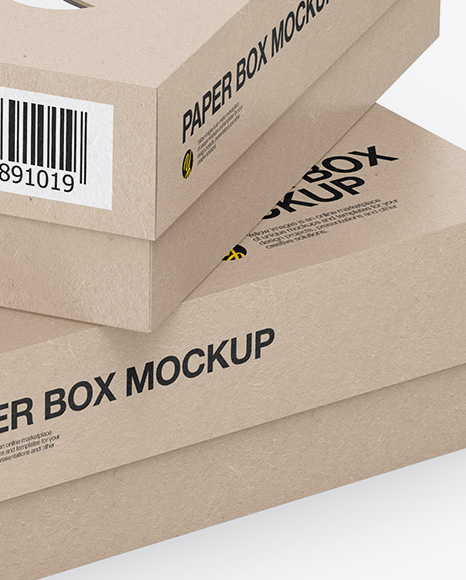 Download Two Square Kraft Boxes Mockup Half Side View In Box Mockups On Yellow Images Object Mockups PSD Mockup Templates