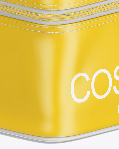 Download Glossy Cosmetic Bag Mockup Half Side View In Object Mockups On Yellow Images Object Mockups