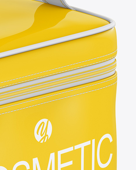 Glossy Cosmetic Bag Mockup - Half Side View