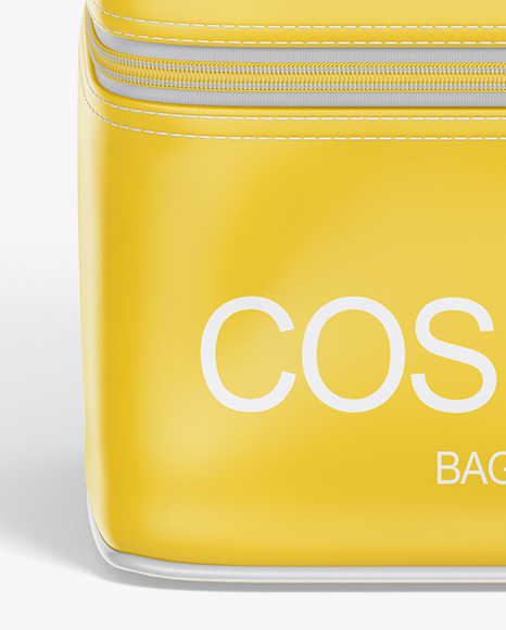 Download Glossy Cosmetic Bag Mockup Front View High Angle Shot In Object Mockups On Yellow Images Object Mockups