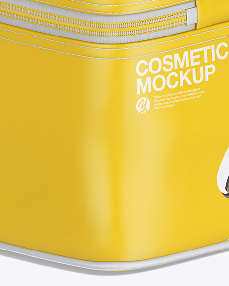 Download Glossy Cosmetic Bag Mockup Back Half Side View In Object Mockups On Yellow Images Object Mockups PSD Mockup Templates