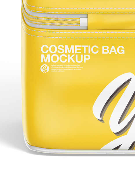 Download Glossy Cosmetic Bag Mockup Back View High Angle Shot In Object Mockups On Yellow Images Object Mockups PSD Mockup Templates