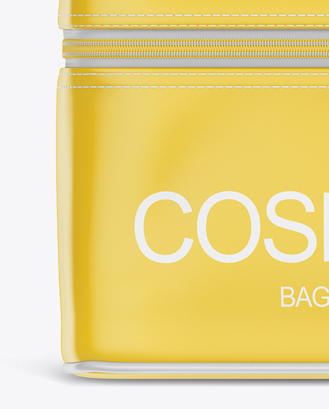 Download Glossy Cosmetic Bag Mockup Front View In Object Mockups On Yellow Images Object Mockups